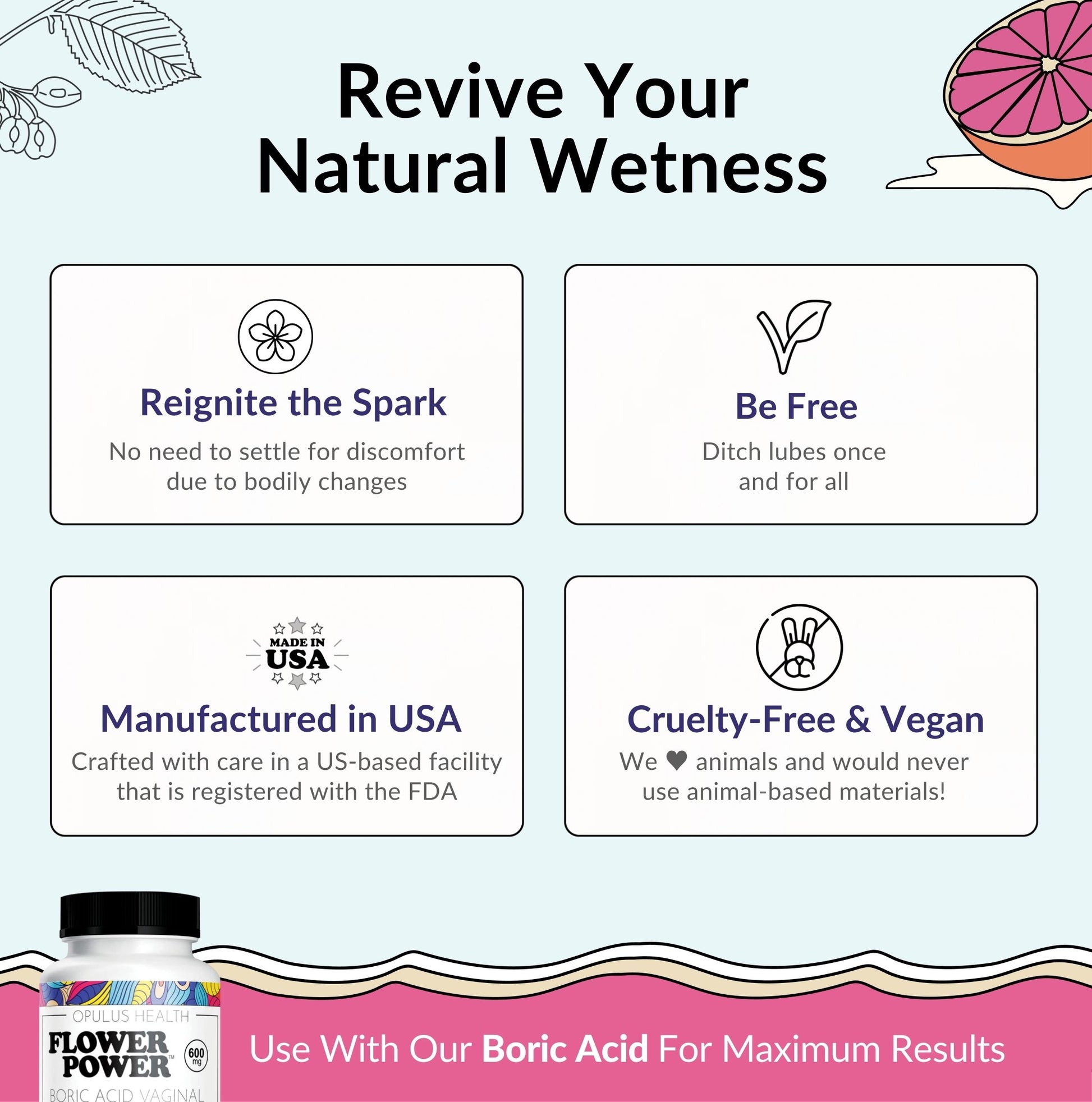 Flower Power® 'She Juicy' Vaginal Moisture Supplement (60ct/ea)