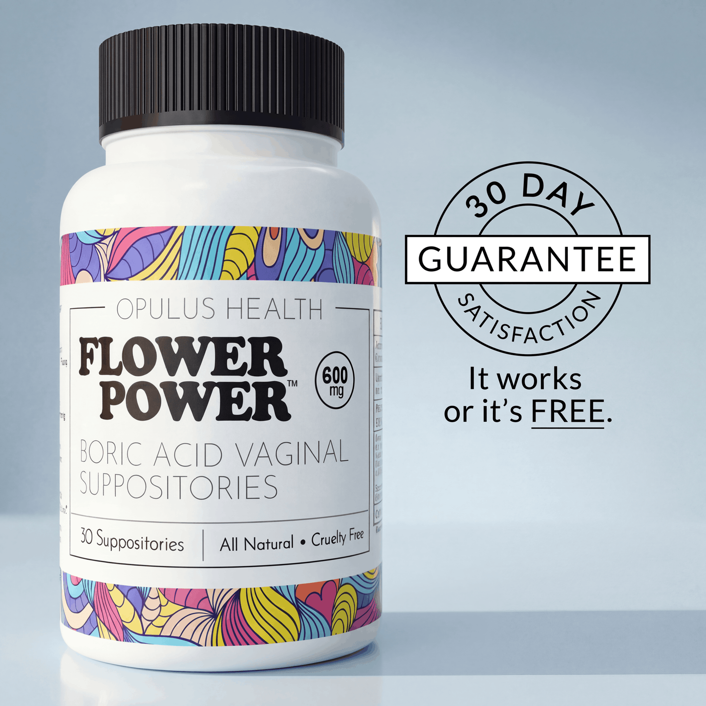 Flower Power® Boric Acid Suppositories for Odor and Balance (30ct/ea)